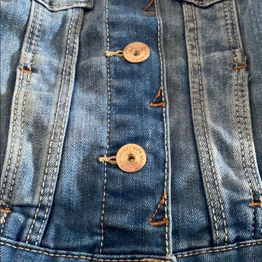 Zara Girls Blue Distressed Denim Button Vest